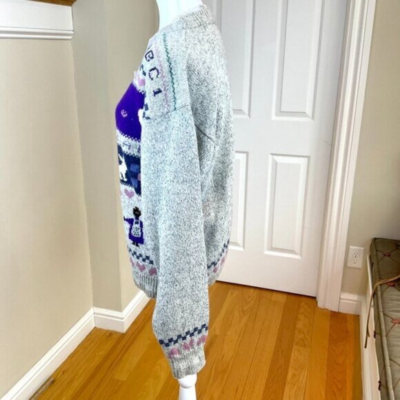 Woolrich Sweater Wool Blend Pastel Bunny Kids Sheep Hearts Crew Neck Vintage (L) - Picture 2 of 7